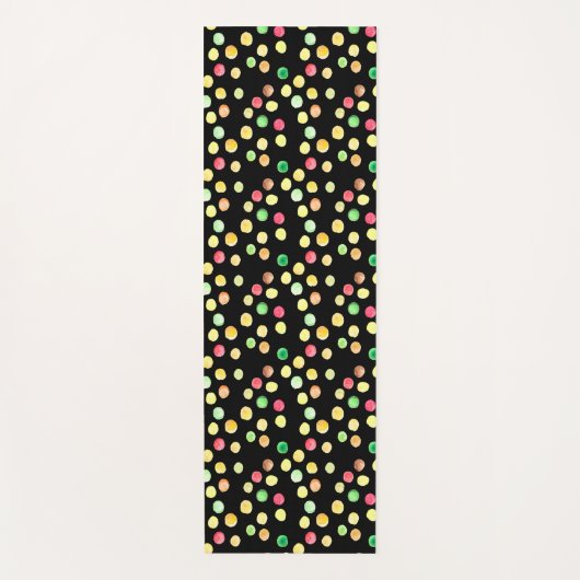 Black With Coloured Dots Yellow Pattern Yogamat ヨガマット (正面)