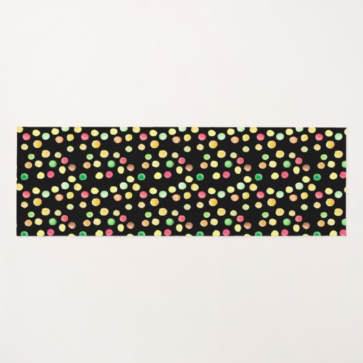 Black With Coloured Dots Yellow Pattern Yogamat ヨガマット (正面(横))