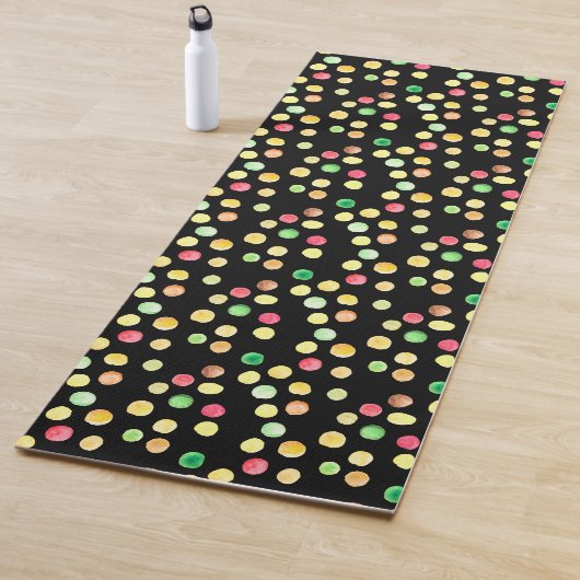 Black With Coloured Dots Yellow Pattern Yogamat ヨガマット (インサイチュ)