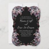 Black with Moody Dark Floral Wedding Invitations 招待状 (正面)