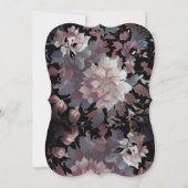 Black with Moody Dark Floral Wedding Invitations 招待状 (裏面)
