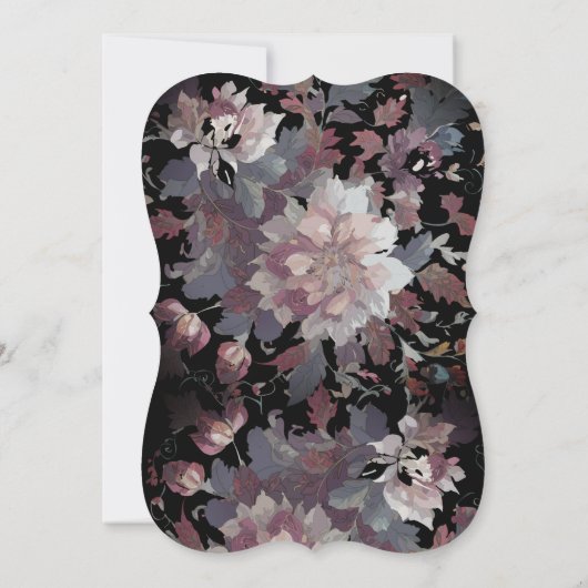 Black with Moody Dark Floral Wedding Invitations 招待状 (裏面)