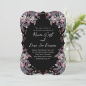 Black with Moody Dark Floral Wedding Invitations 招待状 (スタンド正面)