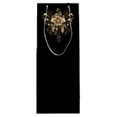 BLACK WITH ORNATE GOLD HOLIDAY BOW & RIBBONS ワインギフトバッグ (裏面)