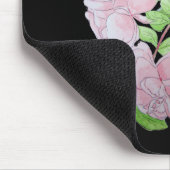 black with pink flowers all over floral pattern マウスパッド (コーナー)