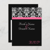 Black with Pink Passion 結婚's Matching RSVP (正面/裏面)