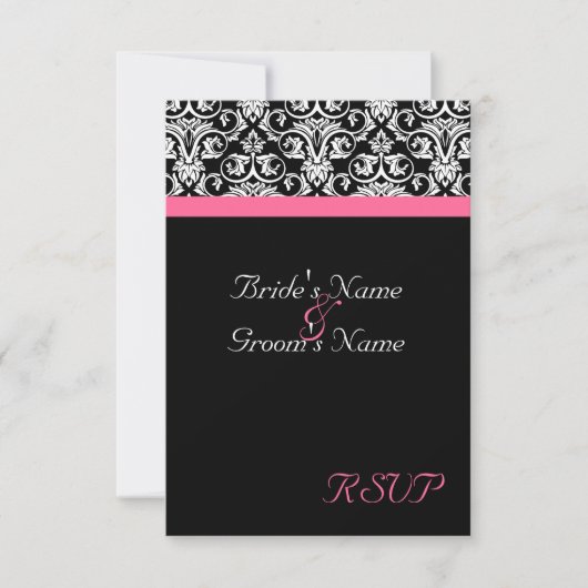 Black with Pink Passion 結婚's Matching RSVP (正面)