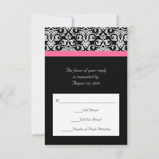 Black with Pink Passion 結婚's Matching RSVP (裏面)