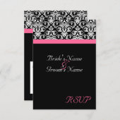 Black with Pink Passion 結婚's Matching RSVP (正面/裏面)