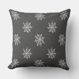 Black with White Cobweb Halloween Throw Pillow アウトドアクッション