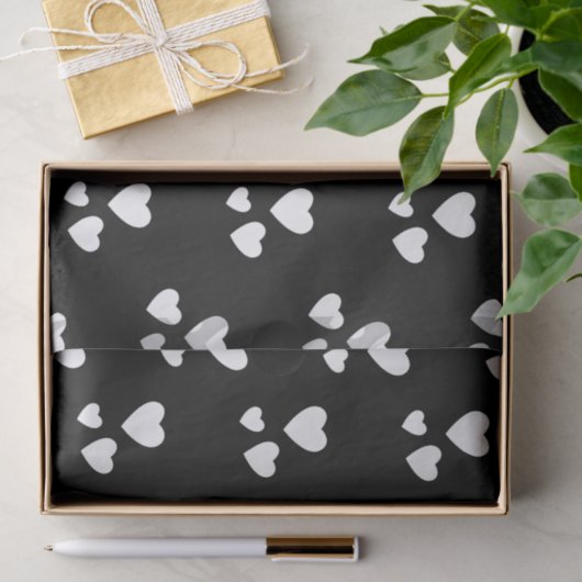 Black with white hearts 薄葉紙 (ギフト)