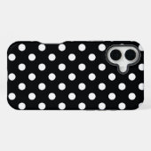 Black with white polka dots iPhoneケース (裏面横)