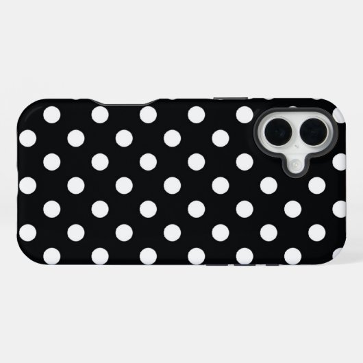 Black with white polka dots iPhoneケース (裏面横)