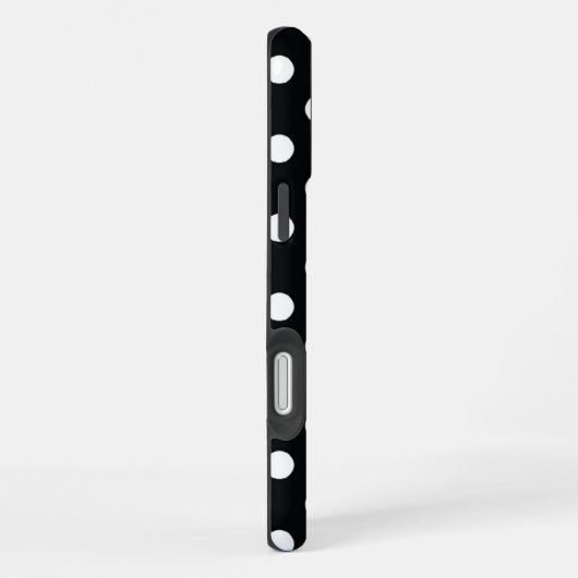 Black with white polka dots iPhoneケース (右側面)