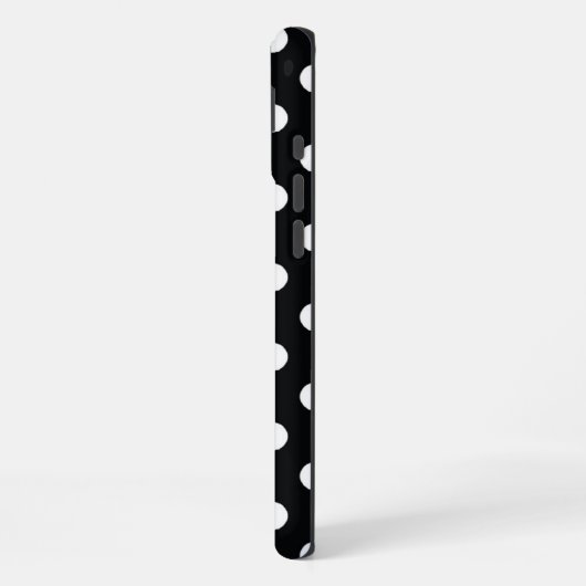 Black with white polka dots iPhoneケース (左側面)
