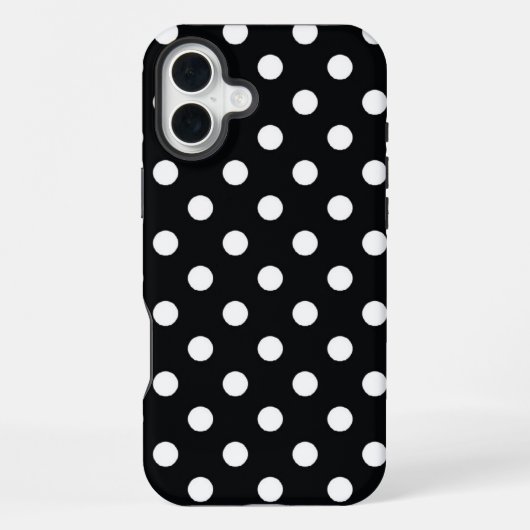 Black with white polka dots iPhoneケース (裏面)
