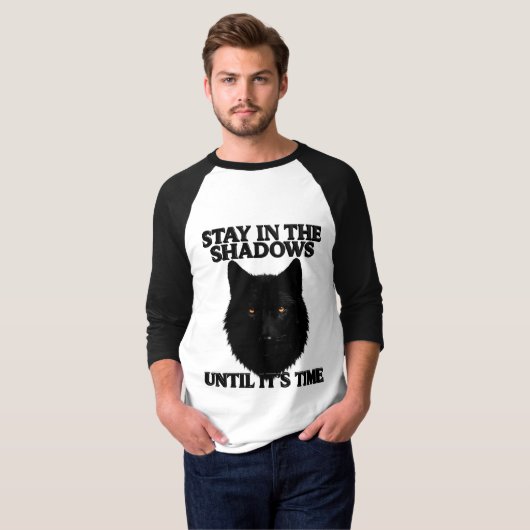 Black Wolf Stay In The Shadows Raglan Baseball  Tシャツ (正面フル)