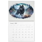 Black Wolves Snowy Northern Forest Calendar カレンダー (1月 2027)