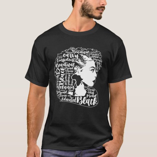 Black Woman Afro Black Pride Black History Month Tシャツ (正面)