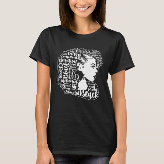 Black Woman Afro Black Pride Black History Month Tシャツ (正面)
