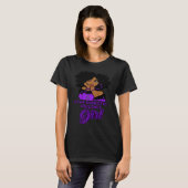 Black Woman Afro In October We Wear Purple Domesti Tシャツ (正面フル)