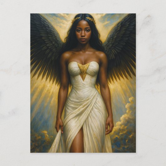 Black Woman Angel With Grecian Aesthetic ポストカード (正面)