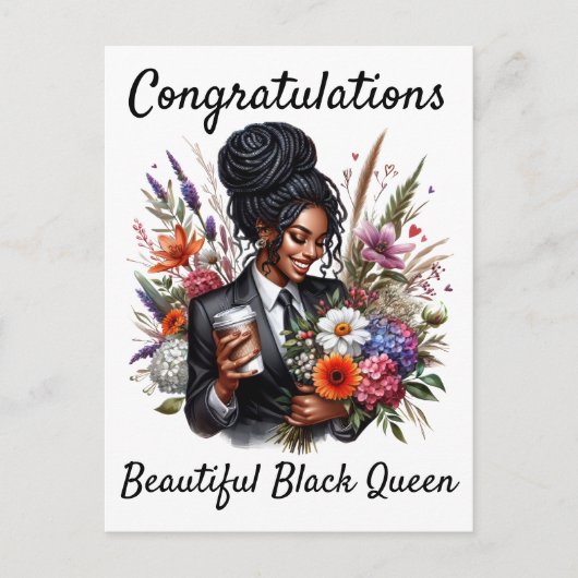 Black woman birthday card シーズンポストカード (正面)