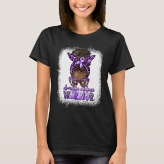 Black Woman Domestic Violence Warrior Afro Messy B Tシャツ