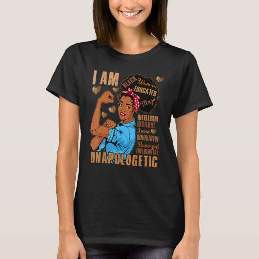 Black Woman Educated Intelligent Resilient Powerfu Tシャツ (正面)