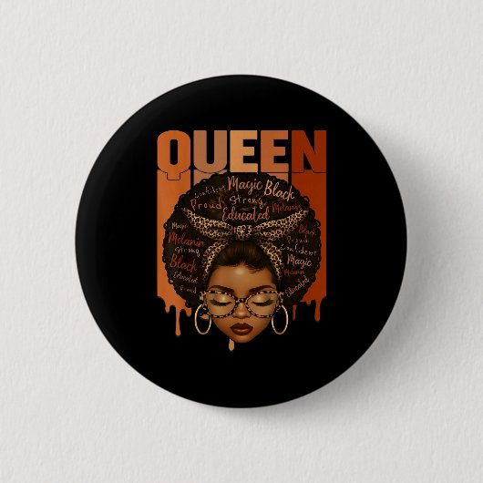 Black Woman Educated Strong Black History Month Gi 缶バッジ (正面)