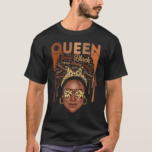 Black Woman Educated Strong Melanin Queen African Tシャツ (正面)