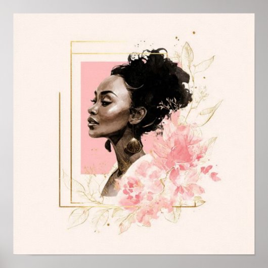 Black Woman Empowerment Art ポスター (正面)