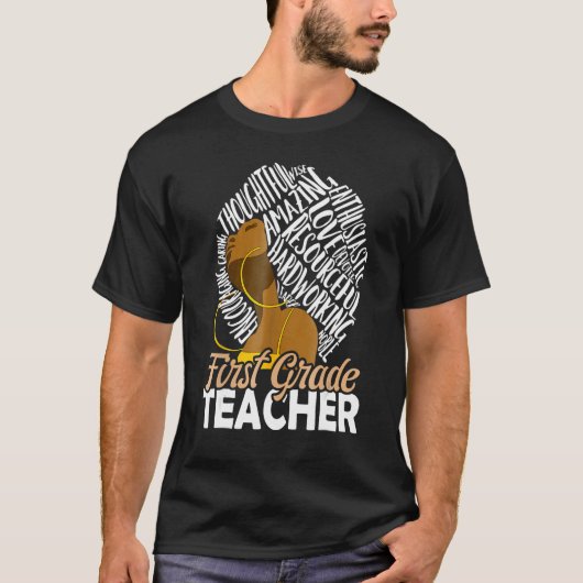 Black Woman History Month First Grade Teacher Mela Tシャツ (正面)