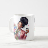 Black woman melanin sista African American women コーヒーマグカップ (正面左)