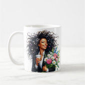 Black woman melanin sista African American women コーヒーマグカップ (左)
