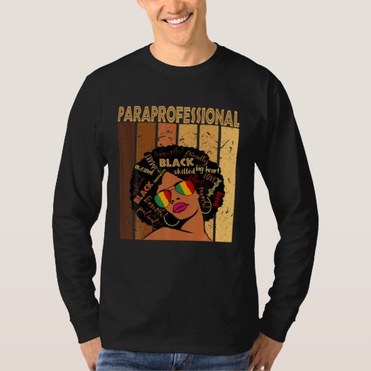 Black Woman Paraprofessional Teacher Assistant Afr Tシャツ (正面)