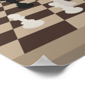 Black woman playing chess, boho style. ポスター (角)