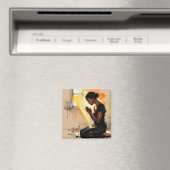 Black Woman Praying | Impasto Abstract Art マグネット (インサイチュ (食洗機))