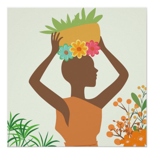 Black Woman Silhouette ポスター (正面)