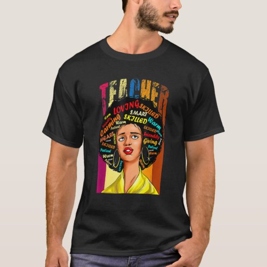 Black Woman Teacher Afro Retro Black History Month Tシャツ (正面)