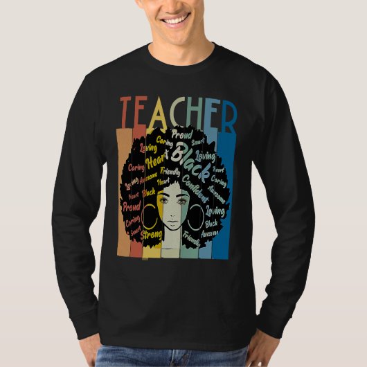 Black Woman Teacher Afro Retro Cool Black History  Tシャツ (正面)