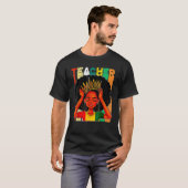 Black Woman Teacher Afro Retro Matching Black Hist Tシャツ (正面フル)