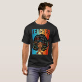 Black Woman Teacher Afro Shirt Black History Month Tシャツ (正面フル)