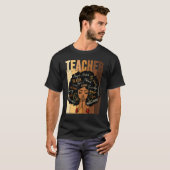 Black Woman Teacher Afro Shirt Black History Month Tシャツ (正面フル)