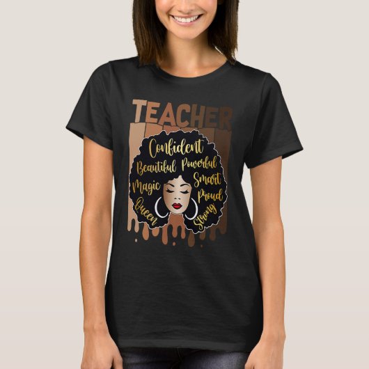 Black Woman Teacher Afro Smart African American Lo Tシャツ (正面)