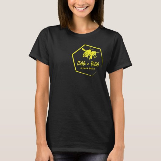 Black woman tee with our adorable yellow bees tシャツ (正面)