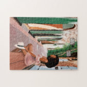 Black Woman w/Hat on a Bench in the USVI ジグソーパズル (横)