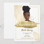 Black Woman w/Shades, Tropical Golden Birthday 招待状 (正面/裏面)