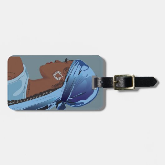 Black woman with durag artwork ラゲッジタグ (正面横)