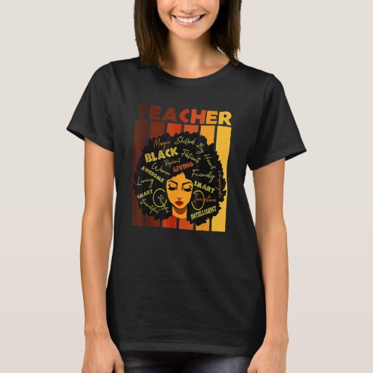 Black Women African Teacher Afro Retro Black Histo Tシャツ (正面)
